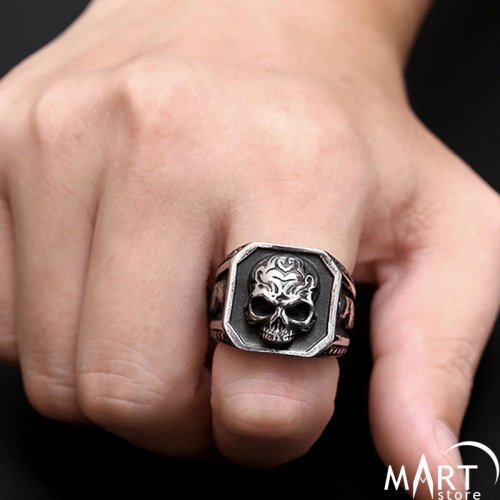 Men's Biker Skull Ring - Skull and Eagle Gothic Ring Men's Biker Skull Ring - Skull and Eagle Gothic Ring
